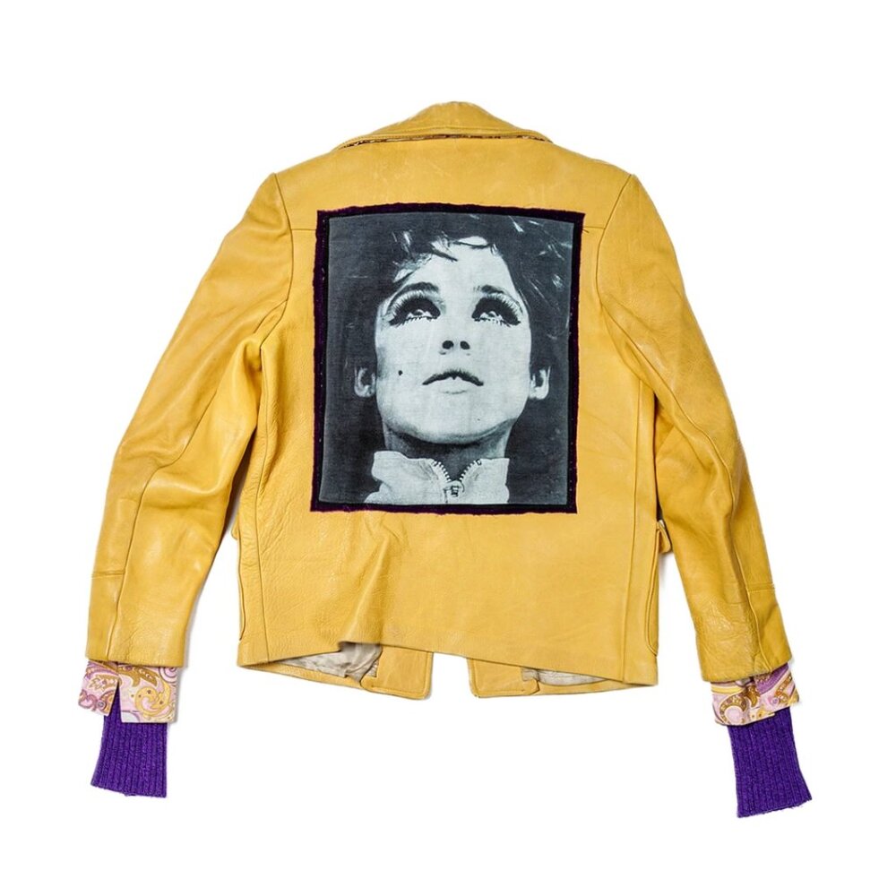 Vintage Leather Jacket w/Classic Edie Sedgwick Patch, Custom Sleeves and Accents - Picture 10 of 11